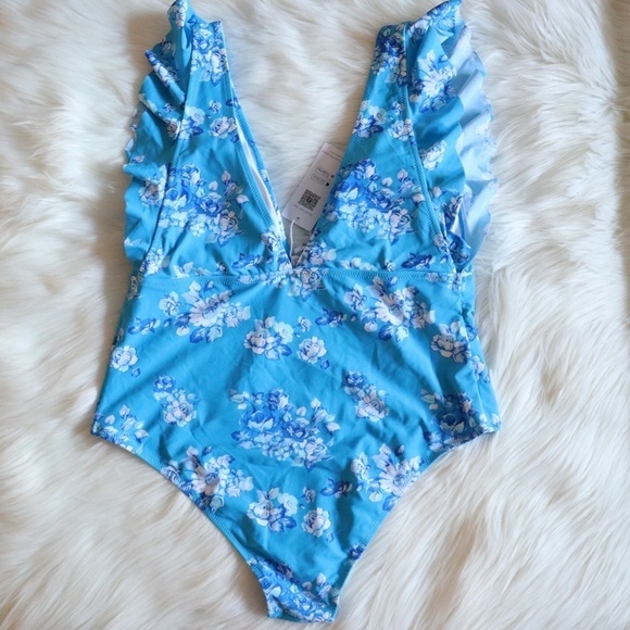 NWT Plus Size Blue Ruffled Floral One Piece Size 2X - Picture 6 of 8